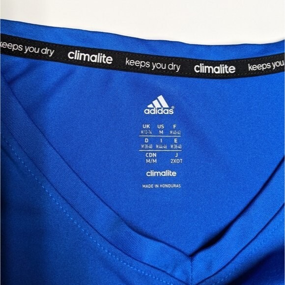 Adidas Kids Top Medium Long Sleeve Climalite V-Neck Base Tee Shirt Youth M 12-14 - Picture 5 of 7